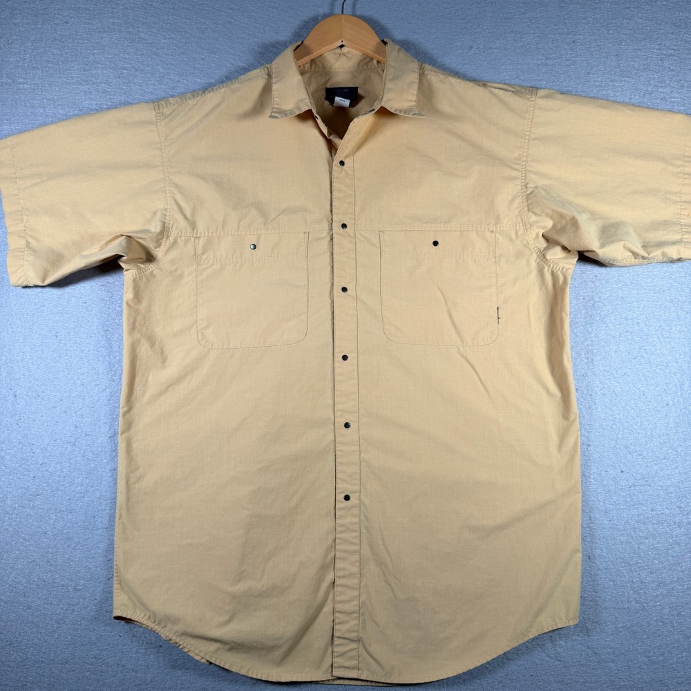 Patagonia‎ Mens Large Short Sleeve Snap Button Down Shirt Tan Ochre 12861